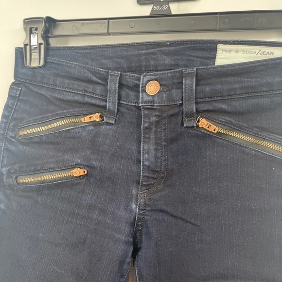 Rag & Bone Ankle Zippers Skinny Jeans Dark Blue Size 26 - Picture 2 of 6